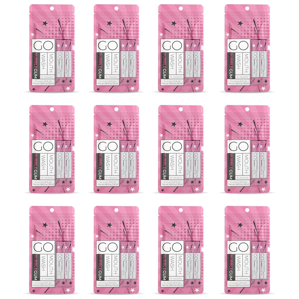 Go Mouthwash sachets bubblegum format pratique pour le quotidien.