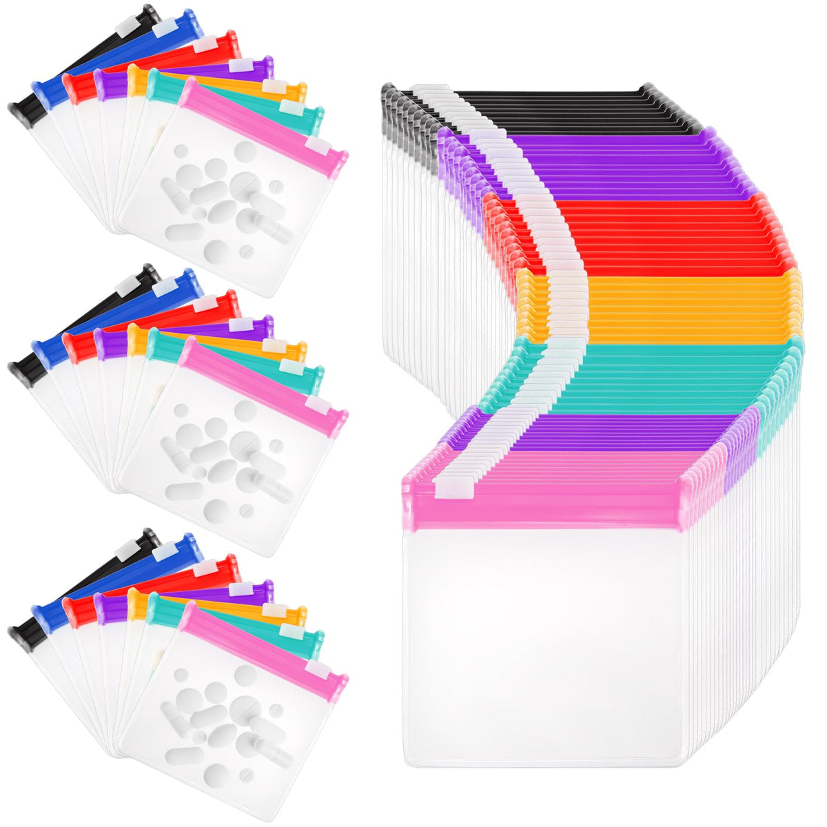 Goaste 56 pochettes pilules zip transparentes pour un rangement pratique.