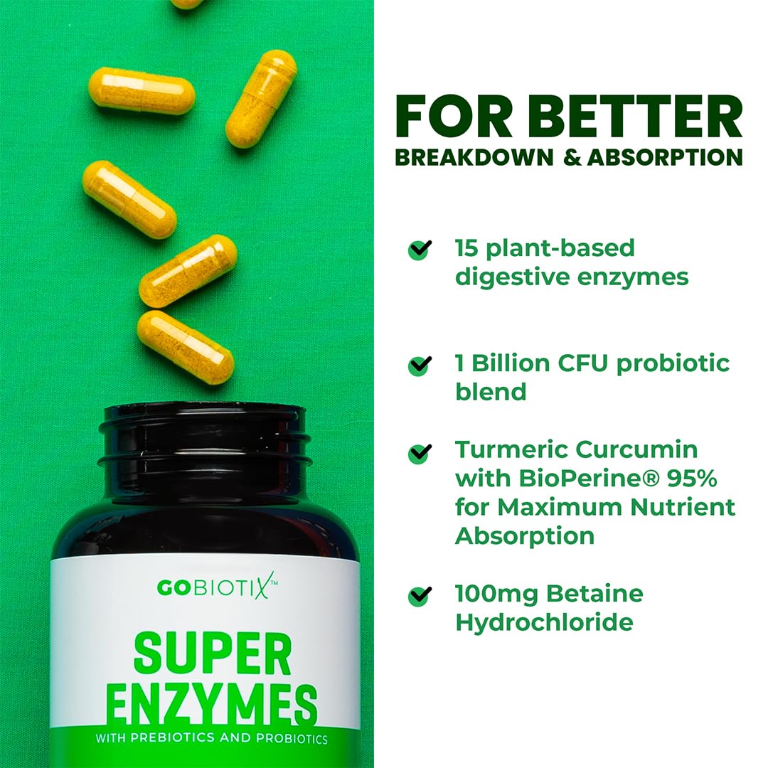 GoBiotix: capsules végétales avec prébiotiques et probiotiques pour soutenir la flore intestinale.