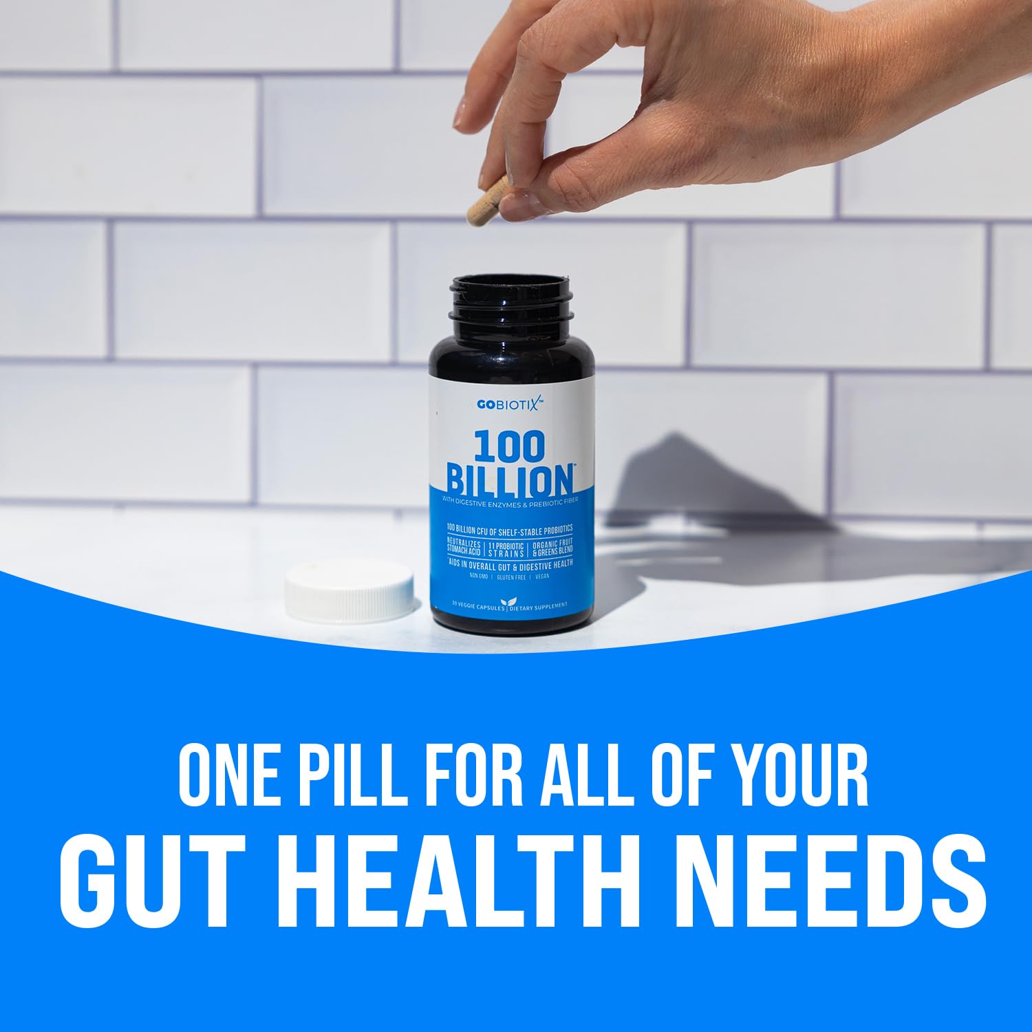 GOBIOTIX bouteille 100 Billion – conservation pratique et dosage facile.