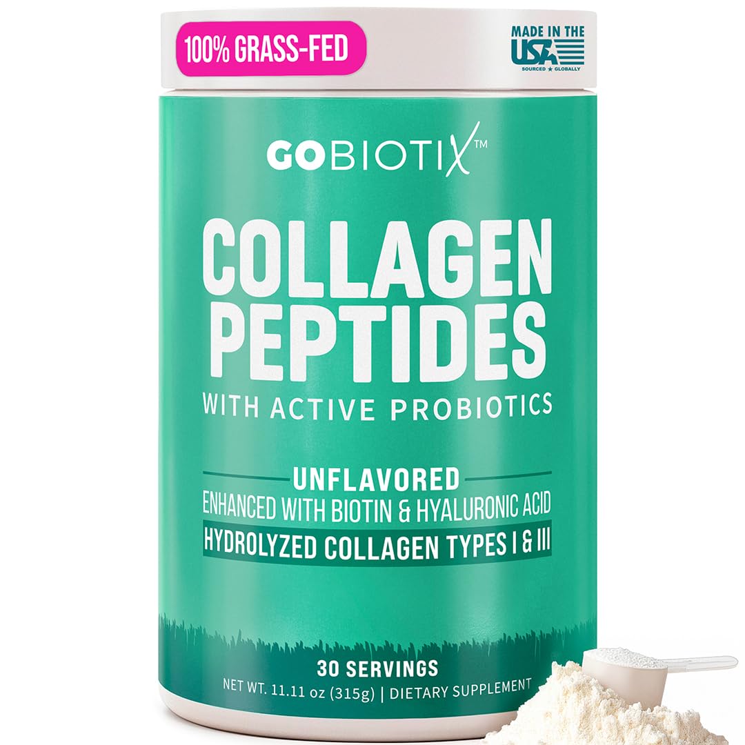 GoBiotix Collagène avec Probiotiques, bouteille prête pour peau et digestion.