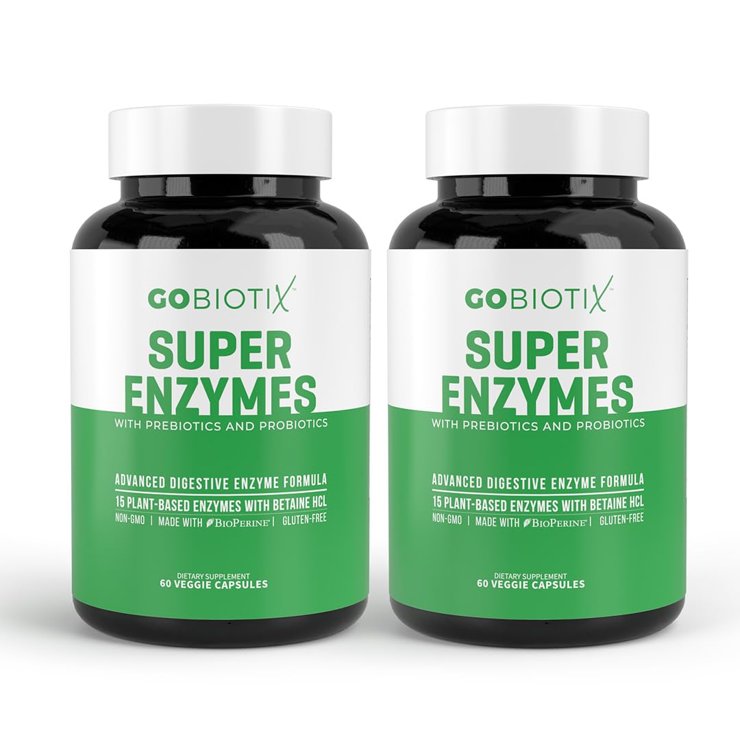 GoBiotix Digestive Enzymes – bouteille vue de face, digestion plus fluide