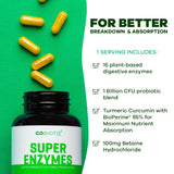 GoBiotix Digestive Enzymes – étiquette claire et visible, formule complète