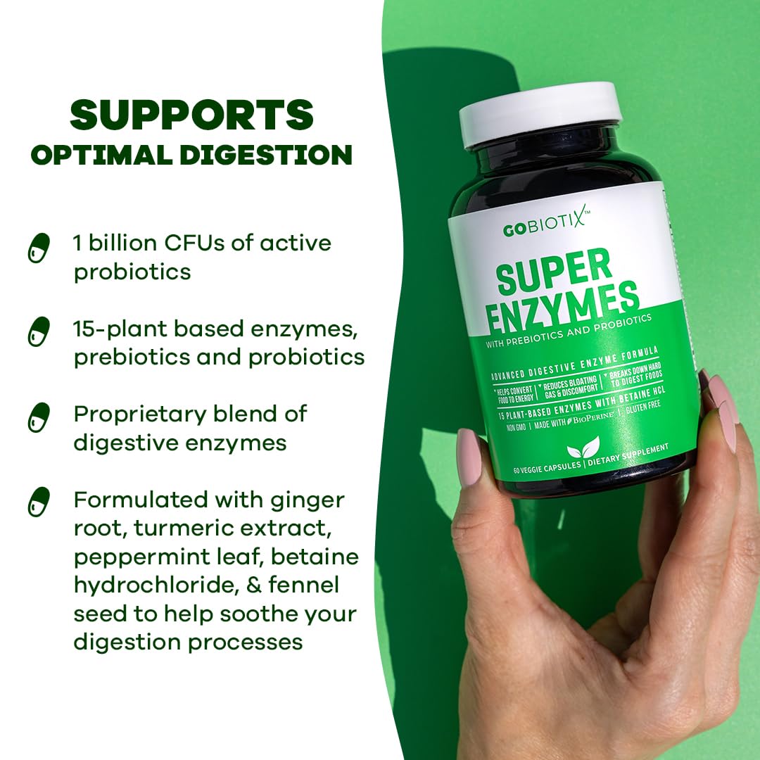 GoBiotix Digestive Enzymes – ingrédients clés et prébiotiques visibles
