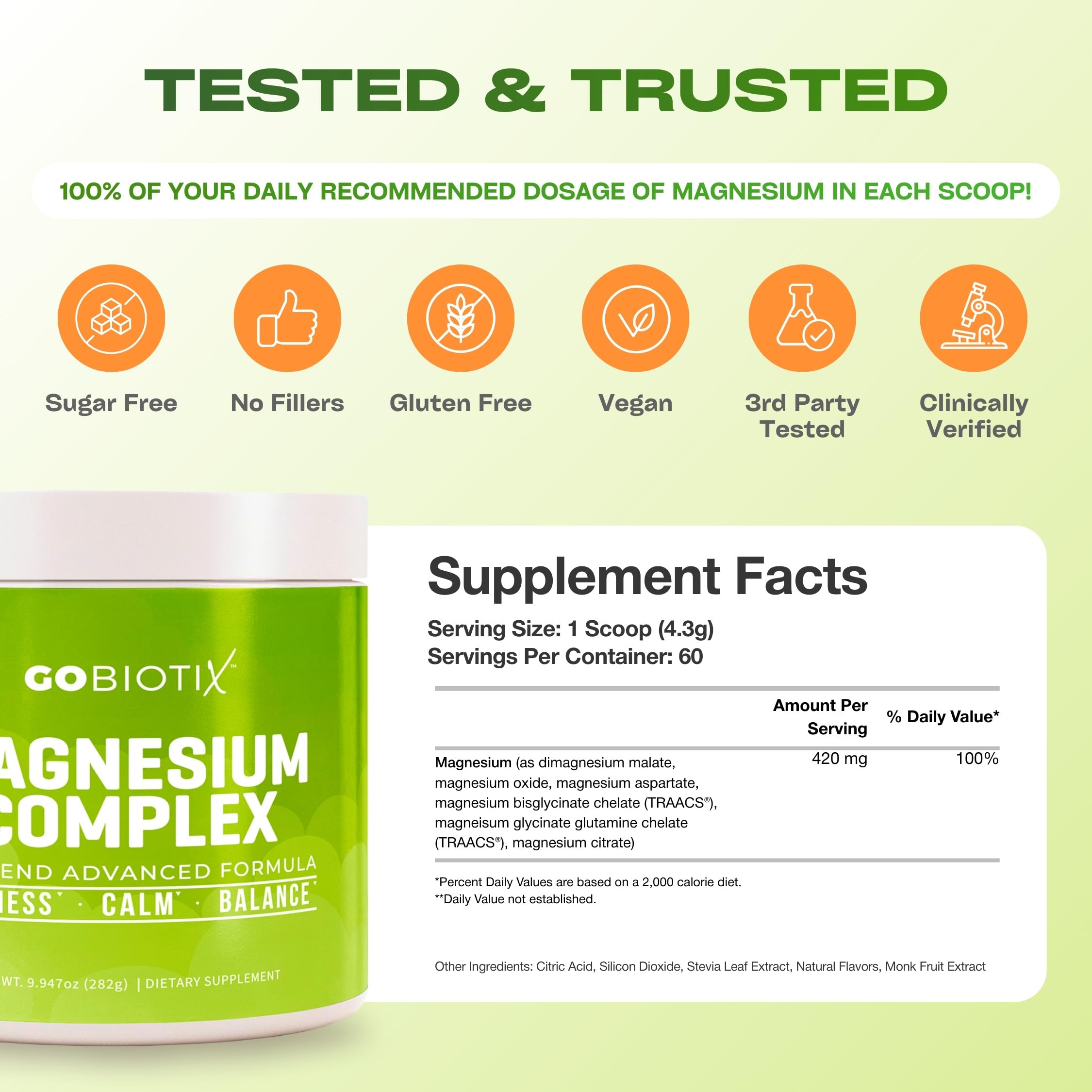 GoBiotix Mélange magnésium haute absorption prêt à consommer.