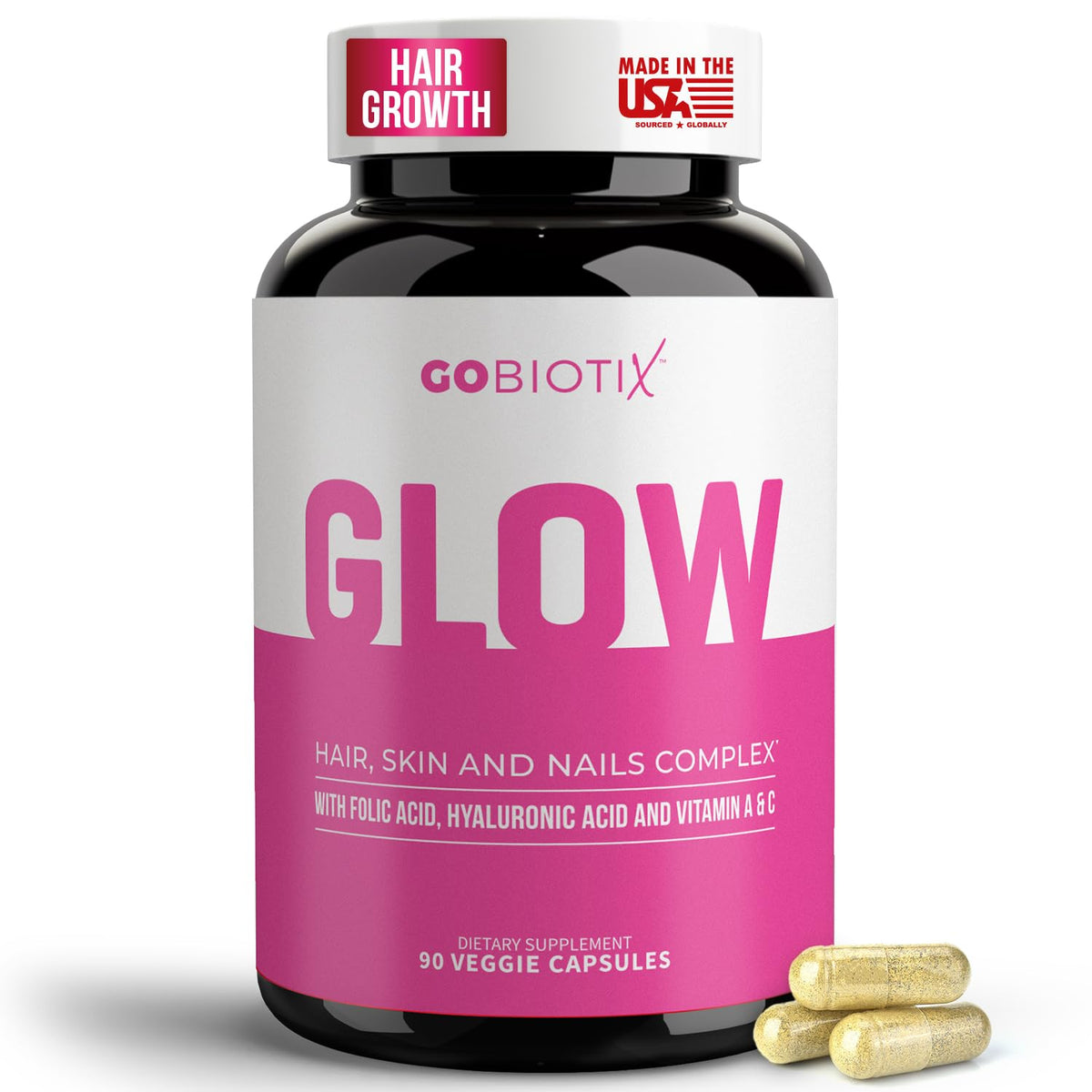 GOBIOTIX bouteille montrant le complément beauté cheveux et ongles