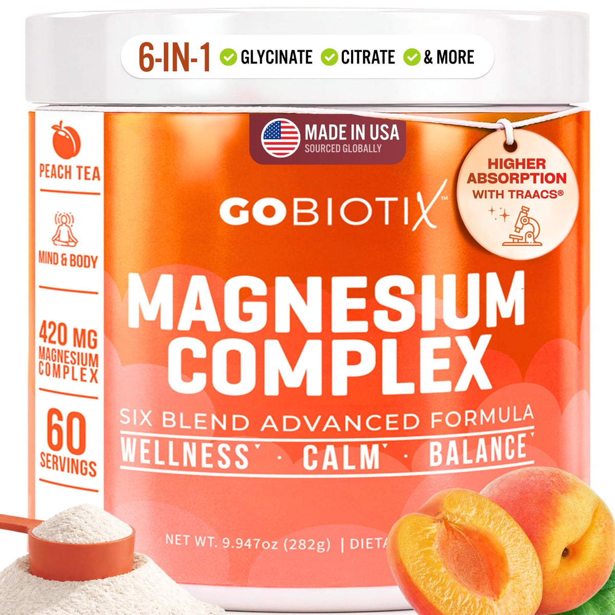 GoBiotix Magnésium Glycinate poudre, etiquette sur flacon, intégration facile à la routine.