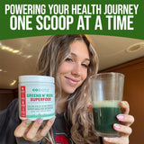 GOBIOTIX Poudre verts et rouges, mélange pratique sans sucre ajouté.