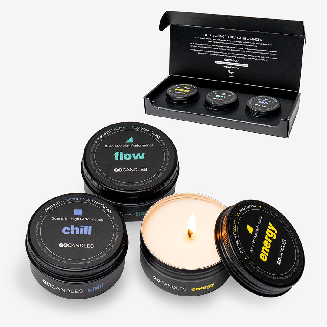 GOCANDLES Trio de bougies 3oz dans un étui noir, cadeau raffiné.