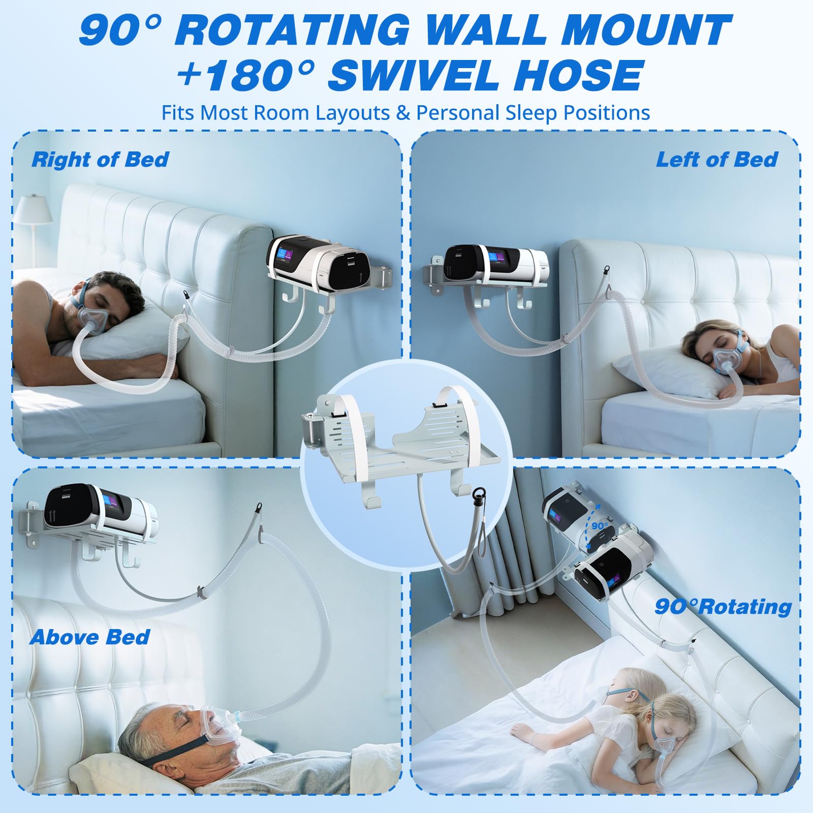 Godboat CPAP: support métallique robuste, montage rapide.