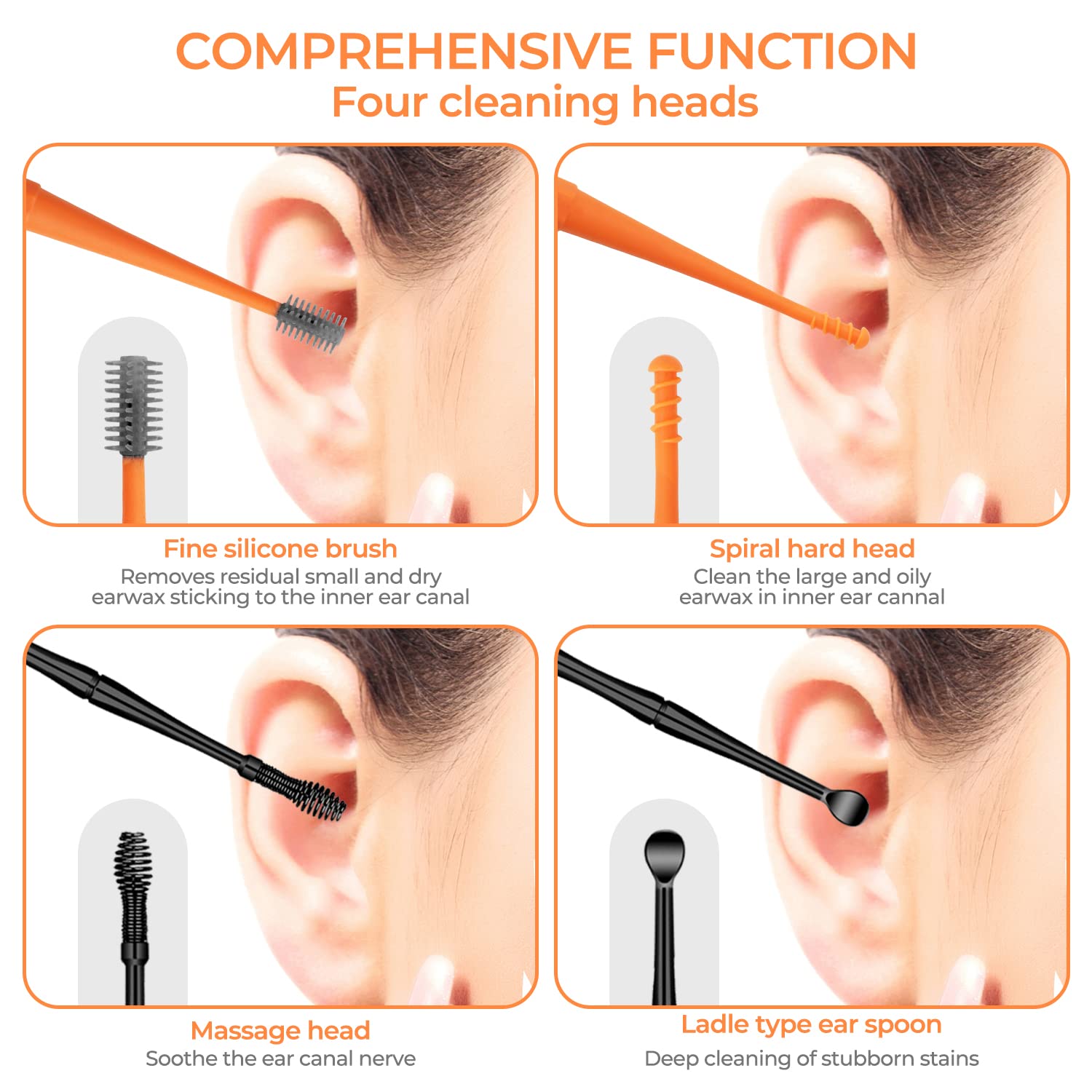 Gogoleee Q Grips tête soft silicone, massage délicat