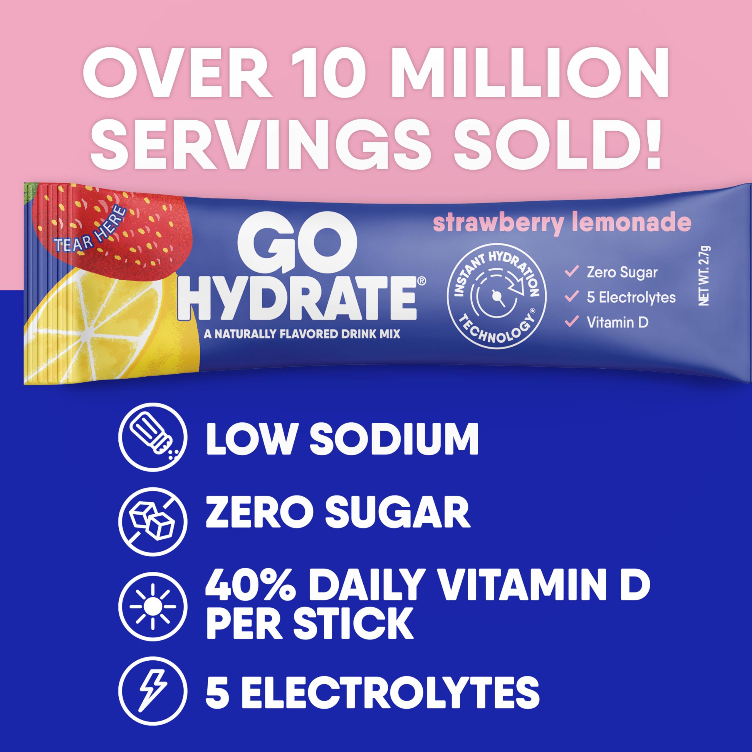 GoHydrate poudre d’électrolytes, mélange efficace pour une hydratation durable.