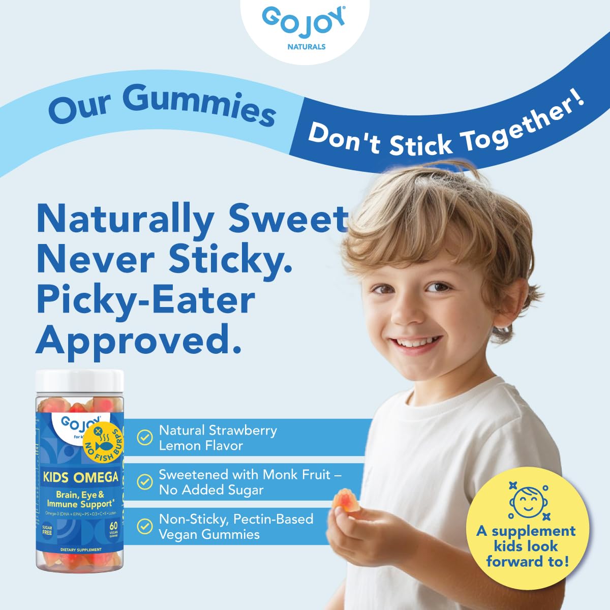 Gommes GOJOY NATURALS sans sucre déclaré sur l'emballage