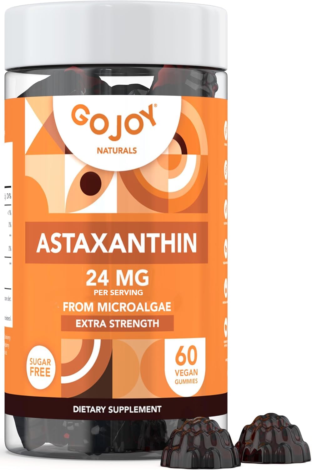 GOJOY NATURALS gommes Astaxanthine 24 mg, dosage pratique pour le quotidien.
