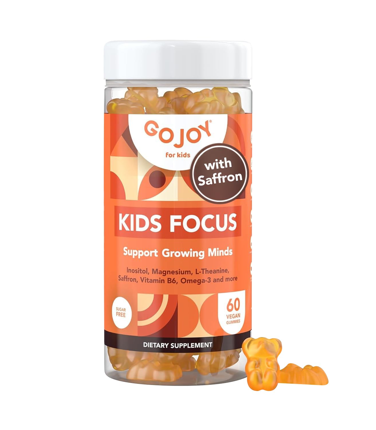 GOJOY NATURALS Gummies Concentration Enfants – bouteille, soutien potentiel à la concentration.