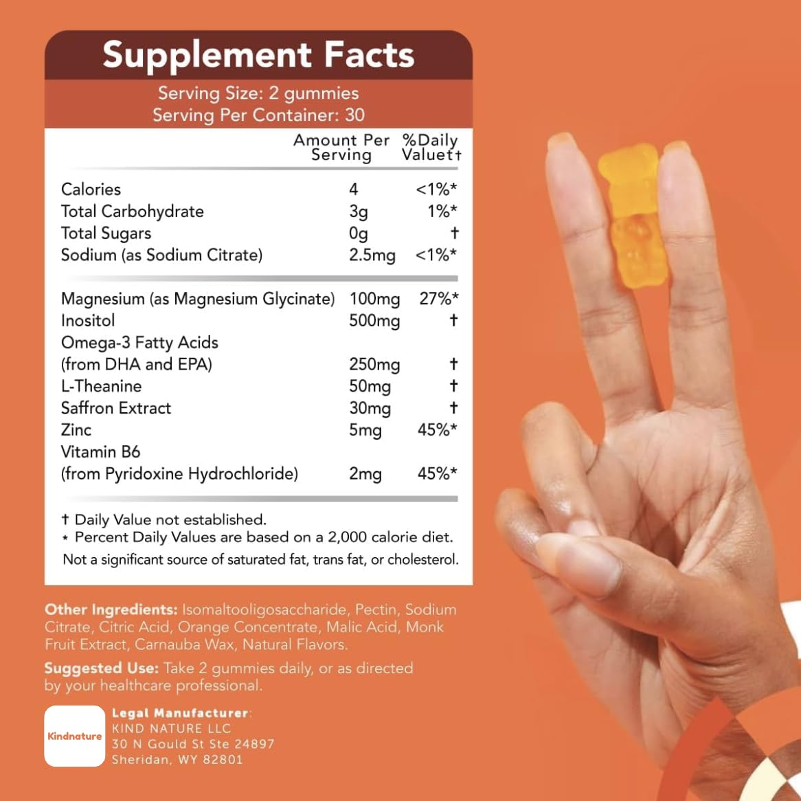 GOJOY NATURALS Gummies Magnésium Glycinate – visuel des apports pour concentration équilibrée.