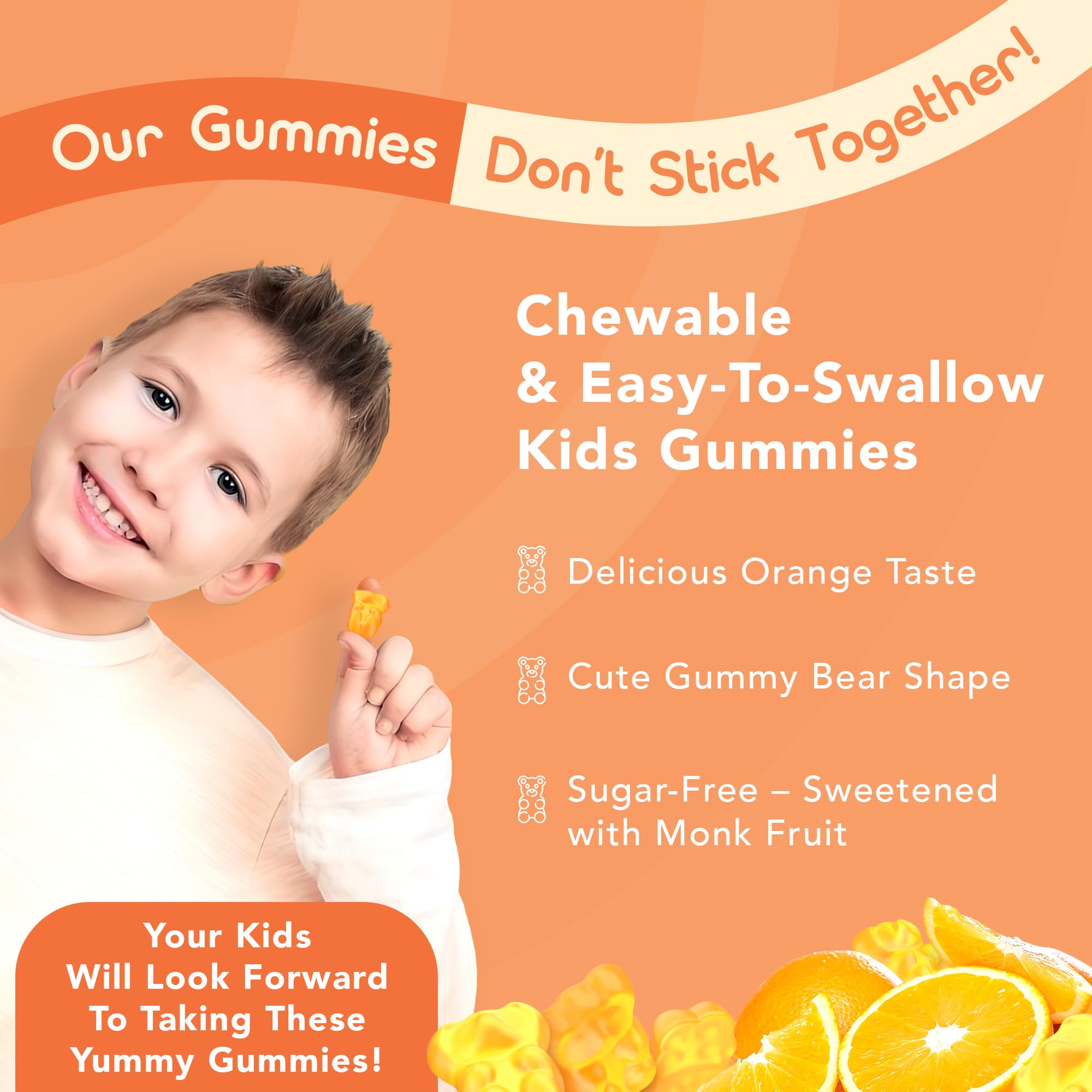 GOJOY NATURALS Gummies Saveur Orange Naturelle – goût apprécié par les enfants.