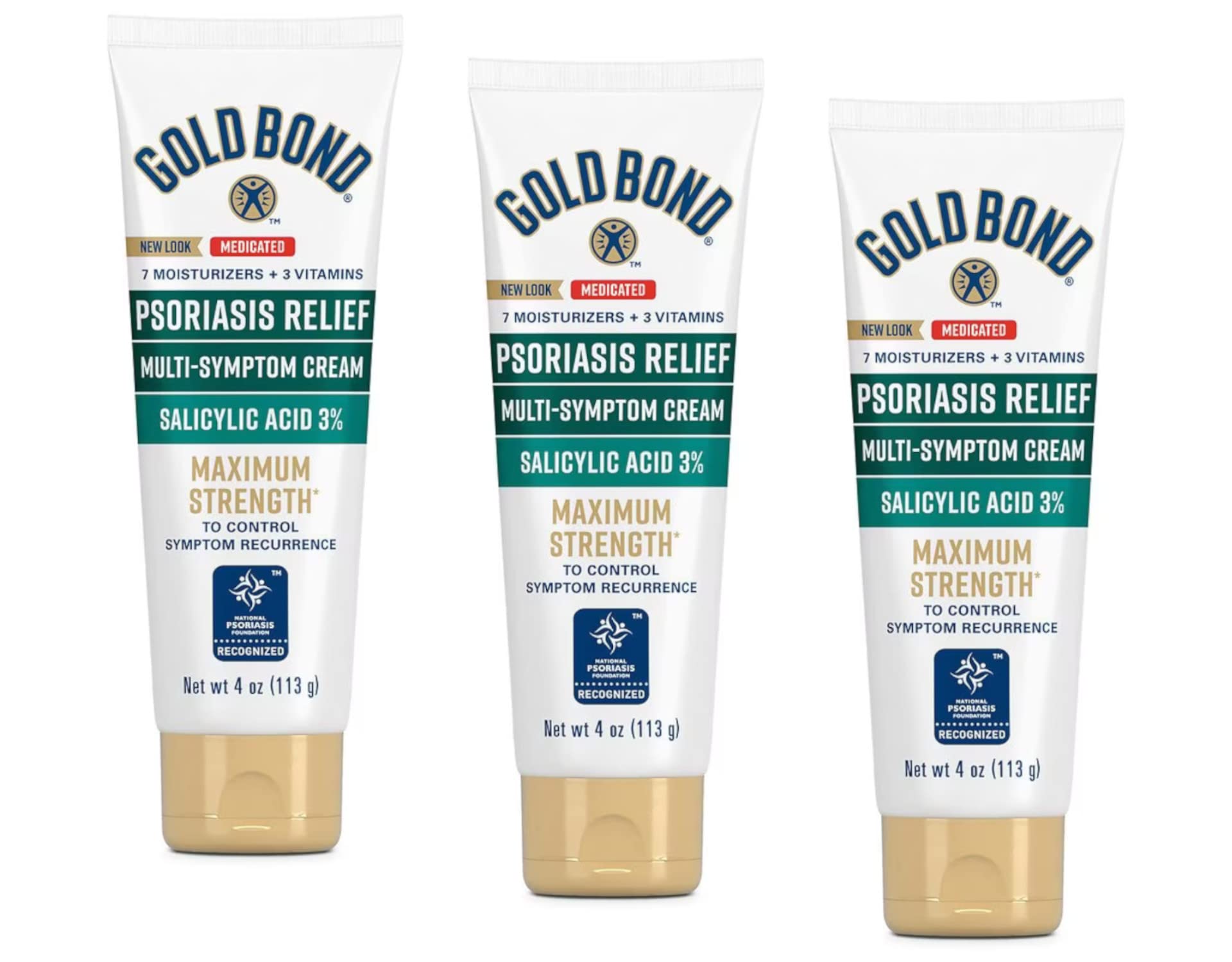 Crème Gold Bond psoriasis, tube 4oz, pack3 – hydratation durable et apaisement.