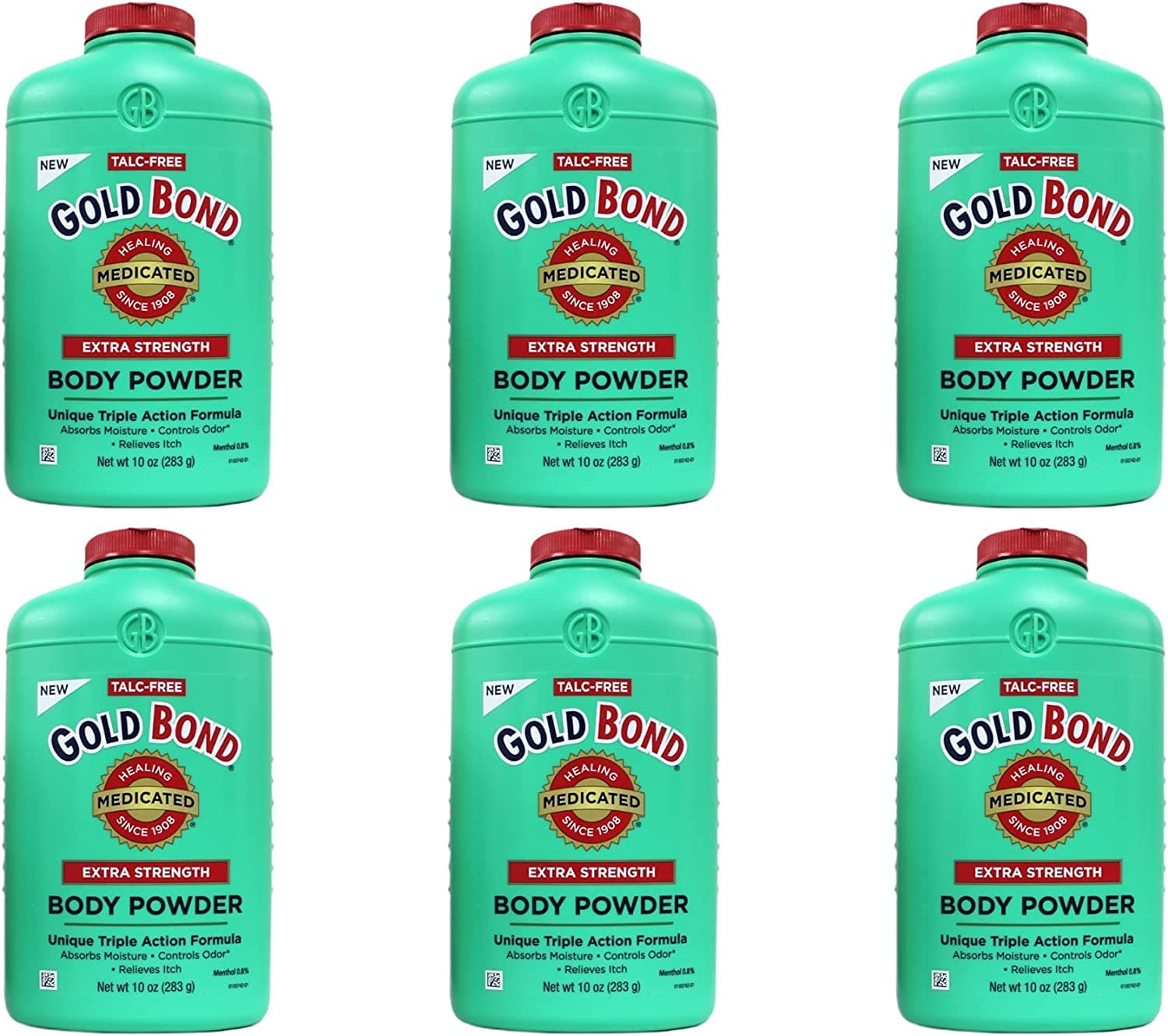 Poudre Gold Bond médicamenteuse à force élevée dans sa bouteille.