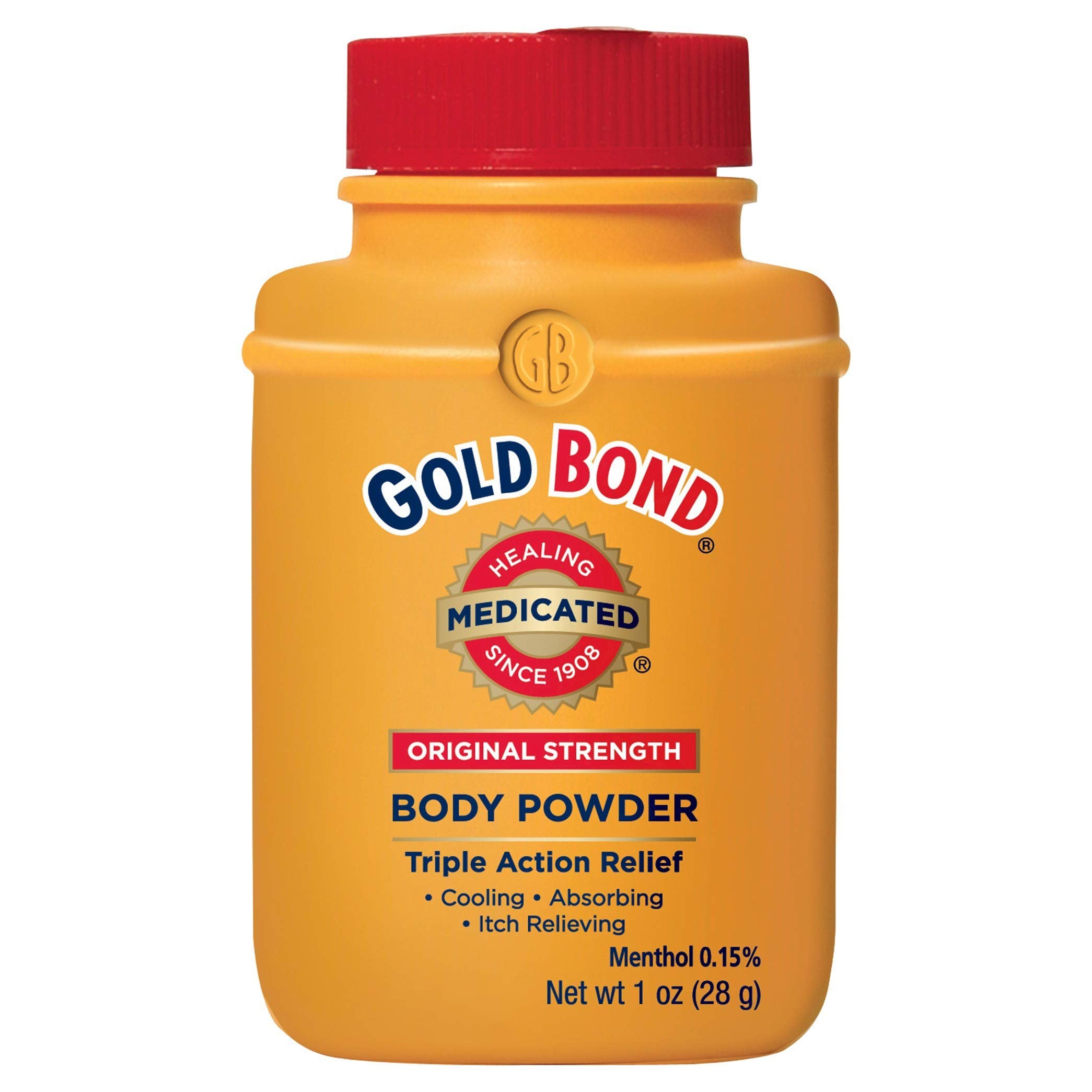 Gold Bond poudre médicamenteuse originale, format voyage, apaise les irritations cutanées.