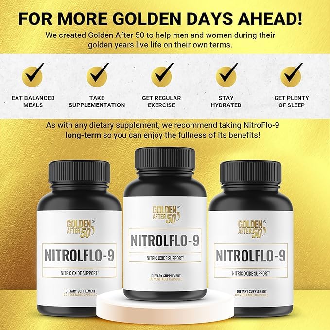 NitrolFlo-9 de Golden After 50, extrait grenade pour nutriments soutenus.