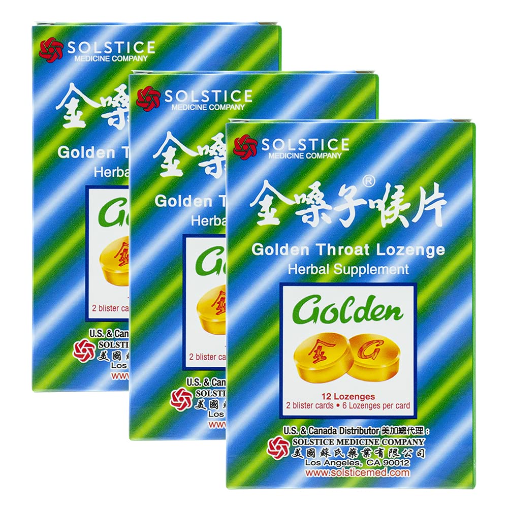 Pastilles Golden Throat dans boîte pour apaiser rapidement la gorge.
