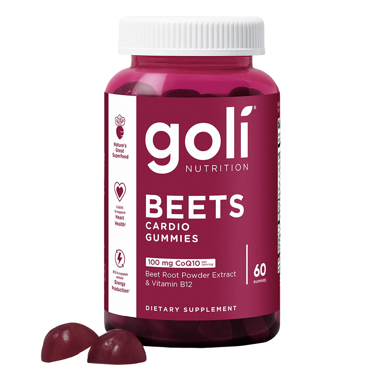 Goli Beets Cardio: bouteille de gommes, énergie quotidienne potentielle.