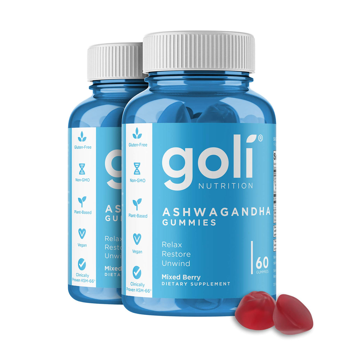 Goli Ashwagandha: bouteille de bonbons gélifiés pour un usage quotidien.