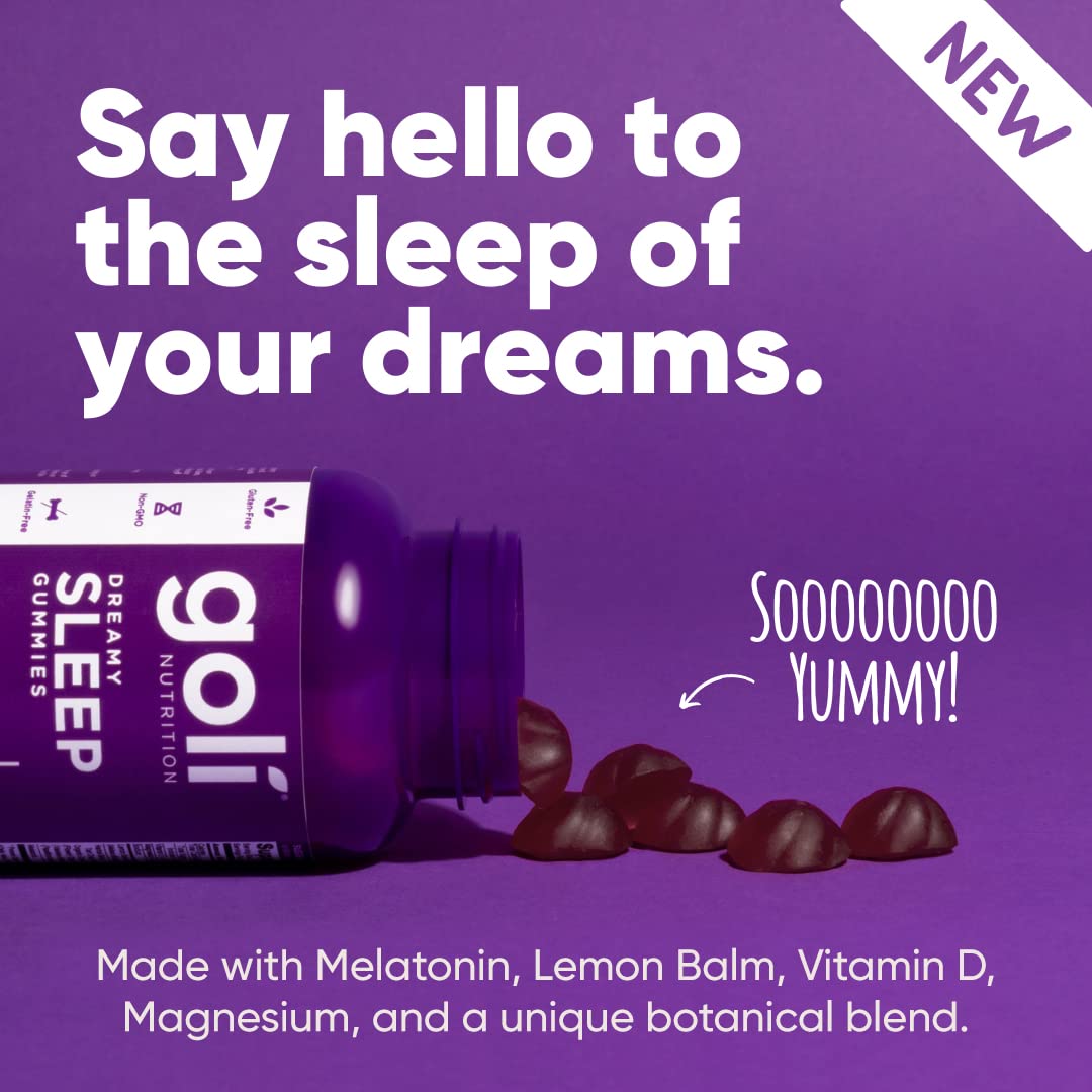 Goli Dreamy Sleep Gummys vegan et sans gélatine, sans gluten.