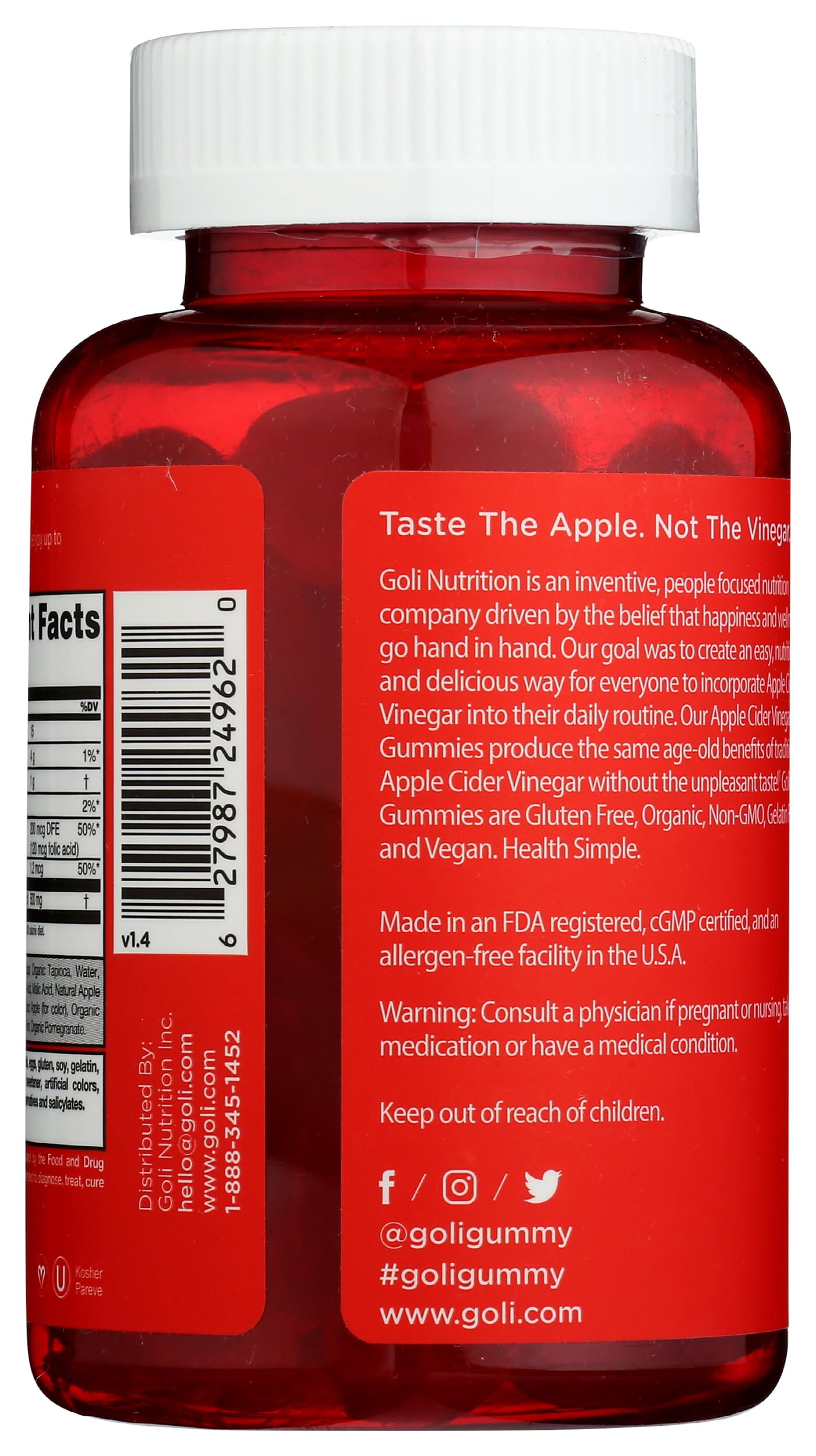 Goli gommes vinaigre de pomme sur l’emballage recto, format portable et accessible.