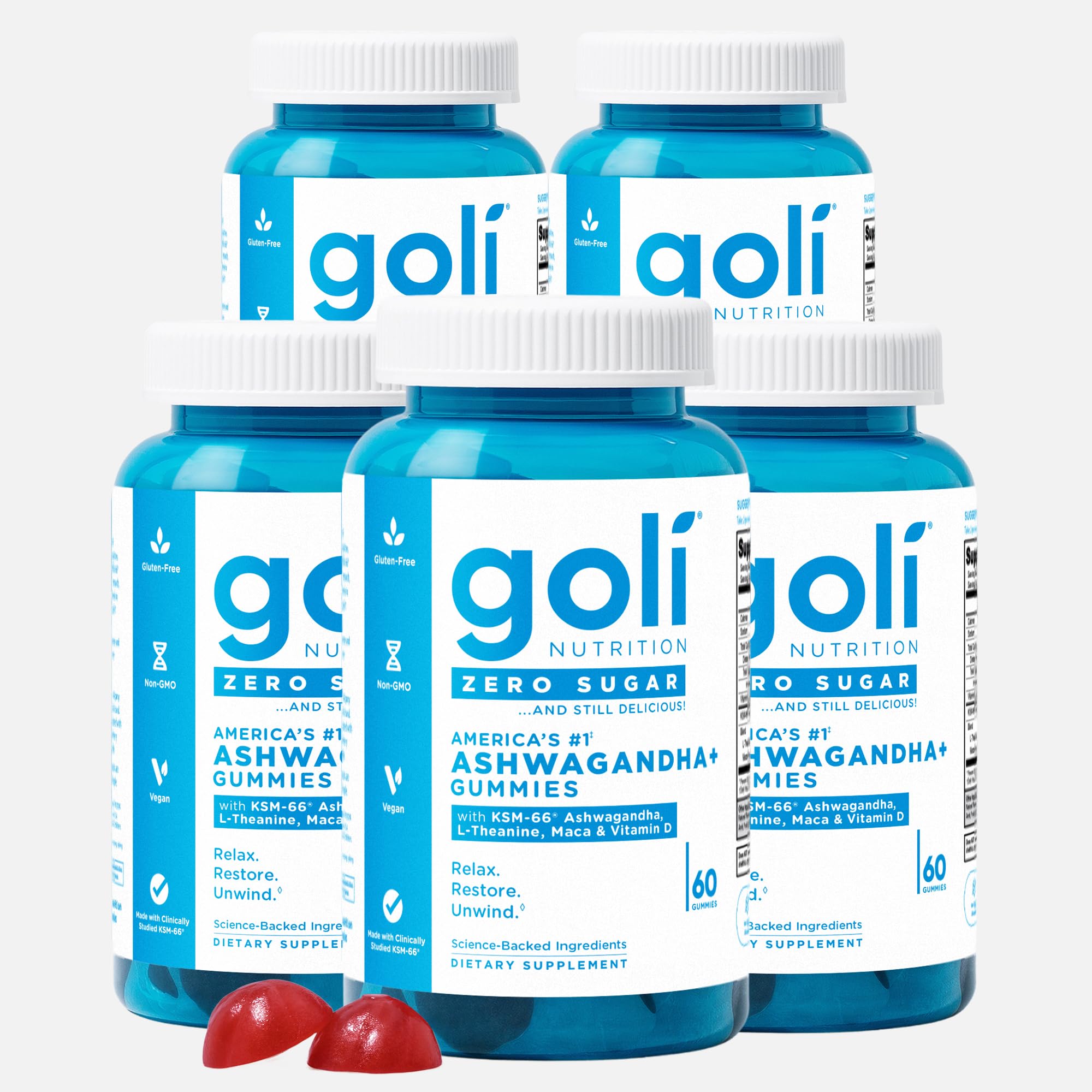 Goli Ashwagandha Gummies zéro sucre, soutien relaxation et énergie naturelle.