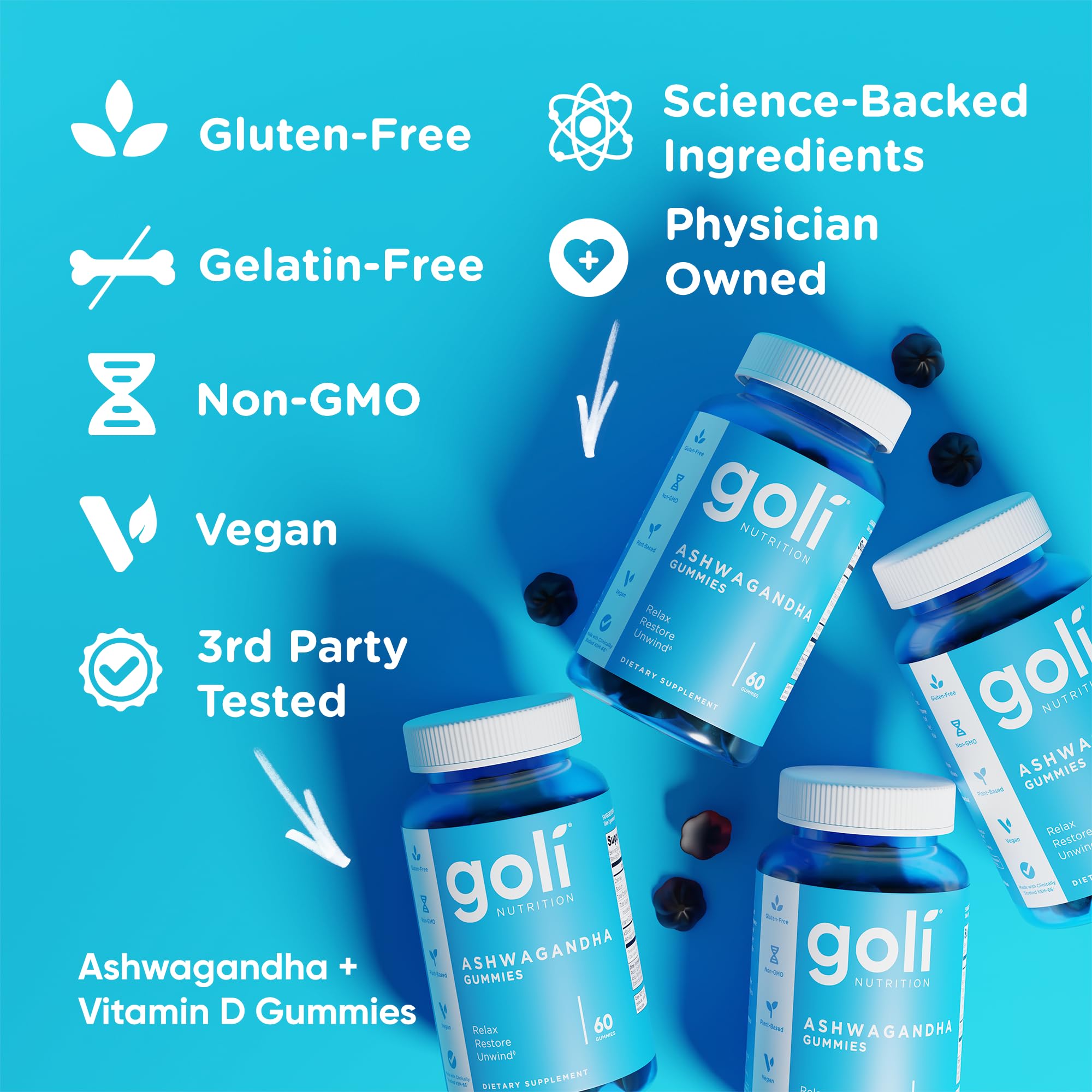 Goli Ashwagandha: logo distinctif reflétant la marque et la qualité.