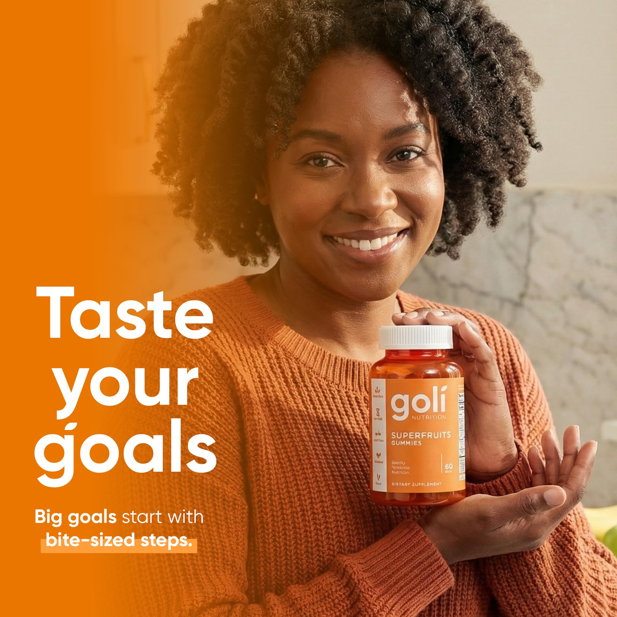 Goli Superfruits Gummies, formulation végétale, sans gluten et sans gélatine.