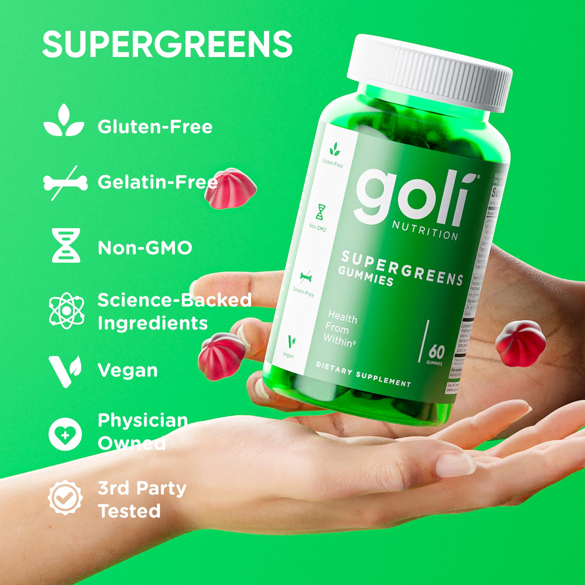 Goli Supergreens utilisation quotidienne: deux gommes le matin et le soir
