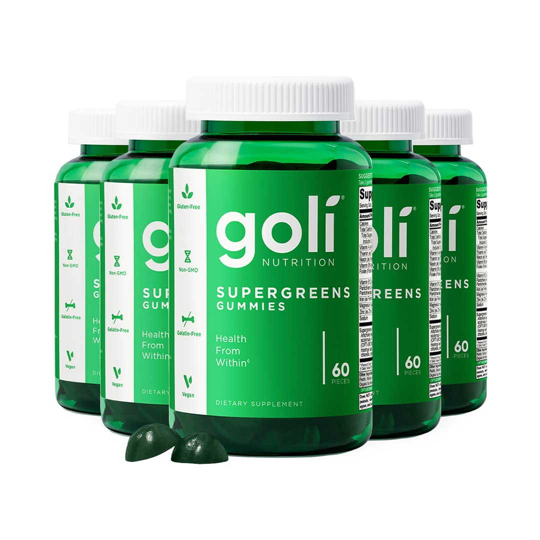 Goli Supergreens gommes avec extrait de feuilles d'artichaut en bouteille pour soutien digestif pratique