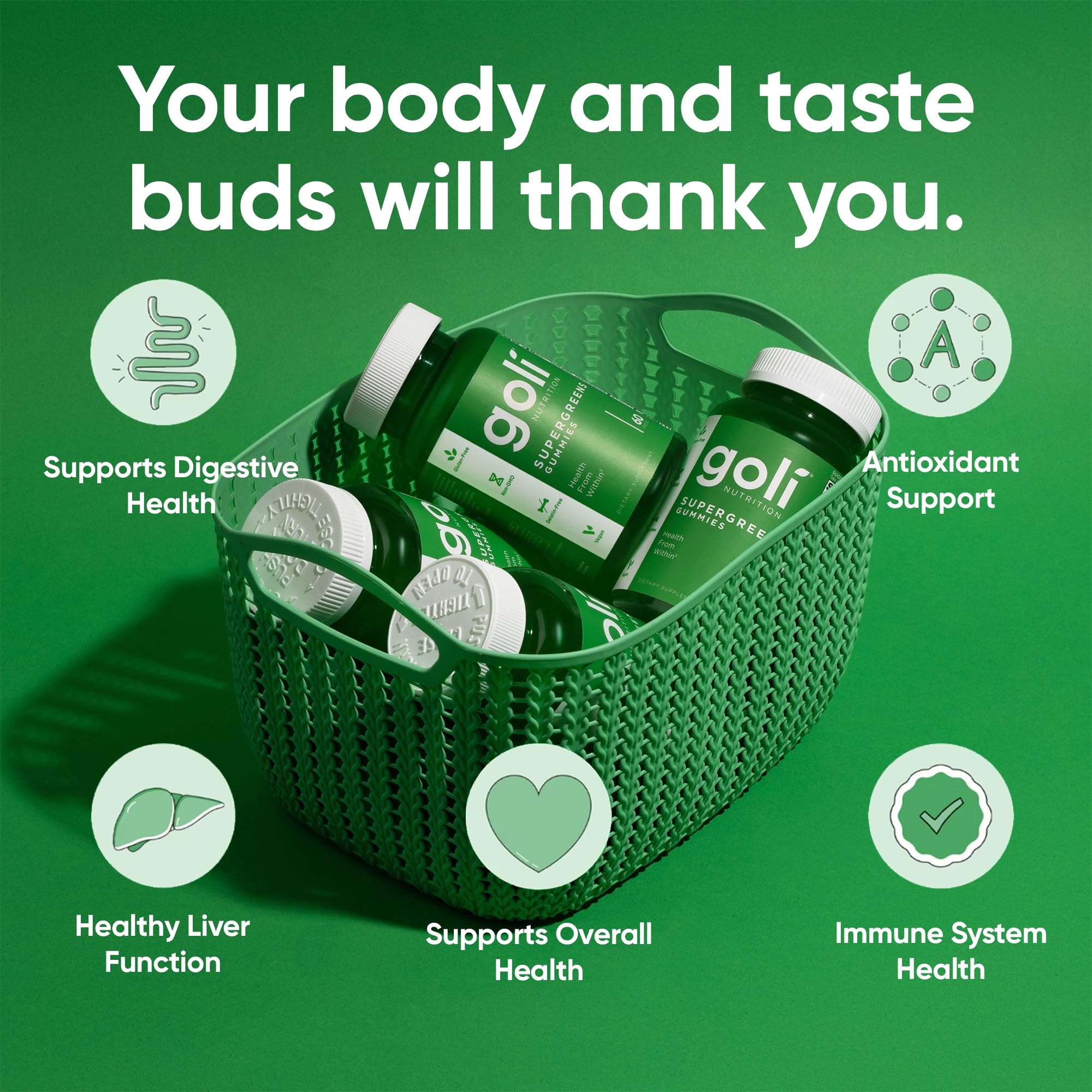 Goli Supergreens vitamines A, B6 et B12, supplément nutritionnel pratique