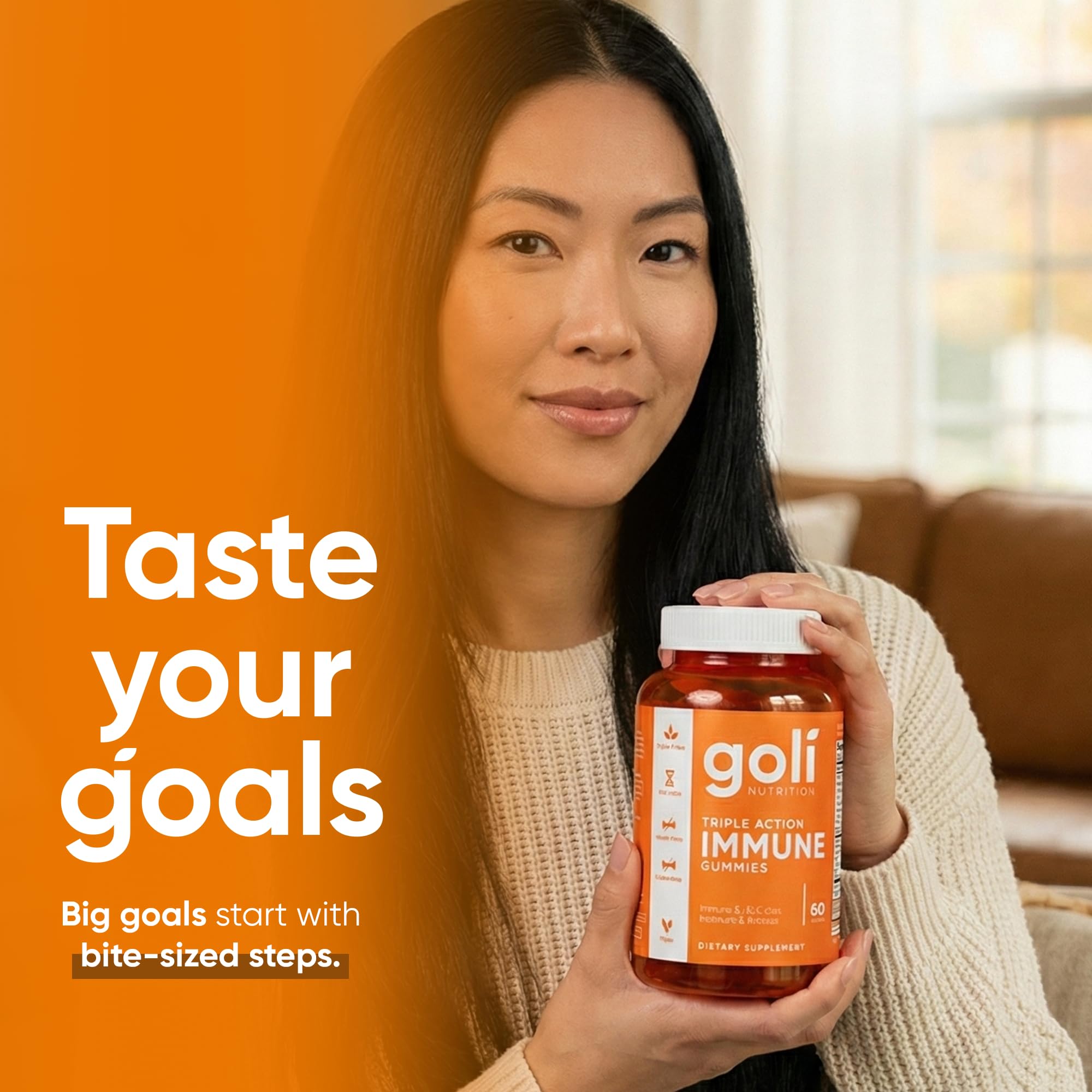 Goli Triple Action Immunité Gummies — couleurs naturelles et saveurs fruitées.