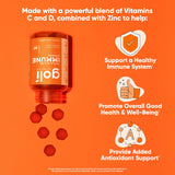 Goli Triple Action Immunité Gummies — etiquette claire sur ingrédients.