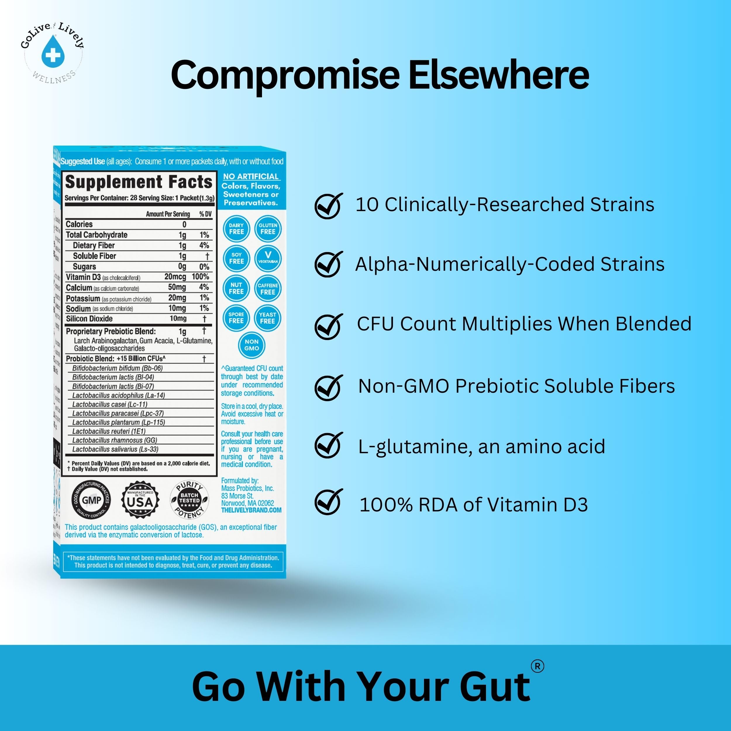 GoLive emballage foil protège les cultures vivantes pour une absorption optimale.
