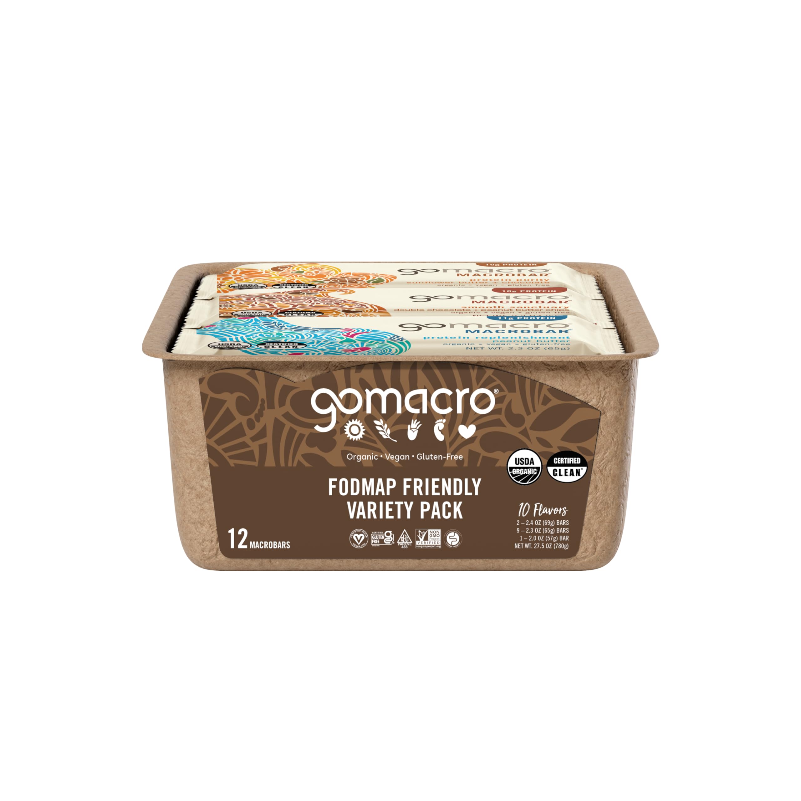 GoMacro MacroBar chocolat sombre et amandes, goût riche et protéines végétales