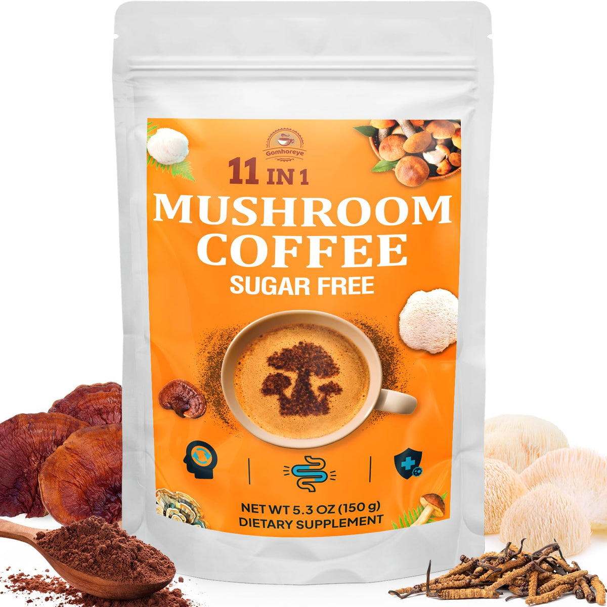 Boîte de café champignons Gomhoreye, boisson naturelle et équilibrée.
