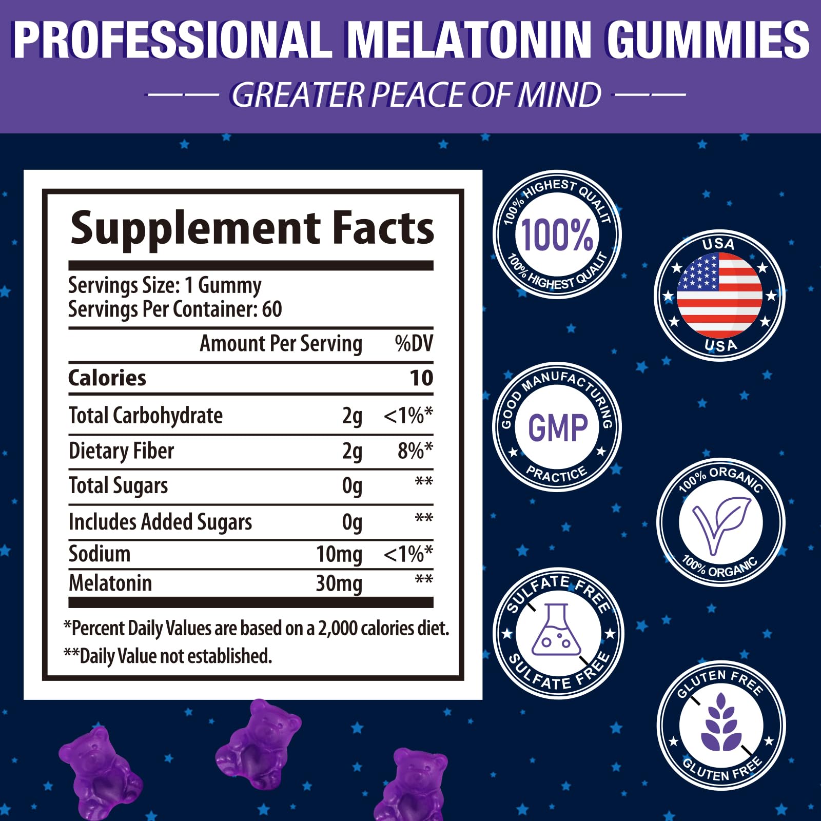 Gomhoreye Mélatonine Gummies 30 mg, emballage pratique pour le rituel du soir.