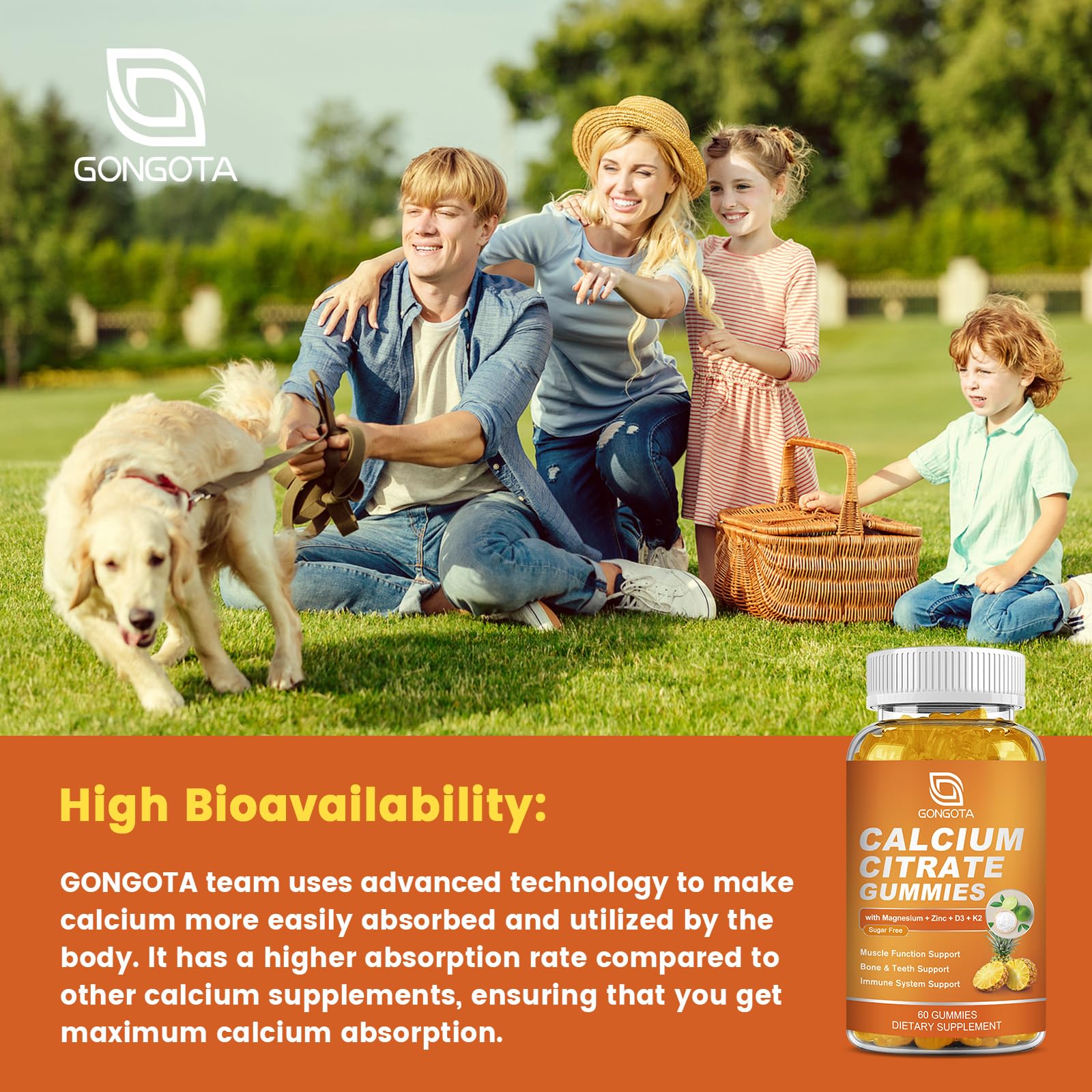 GONGOTA Calcium Citrate Gummies – Sea moss extrait pour minéraux et soutien digeste