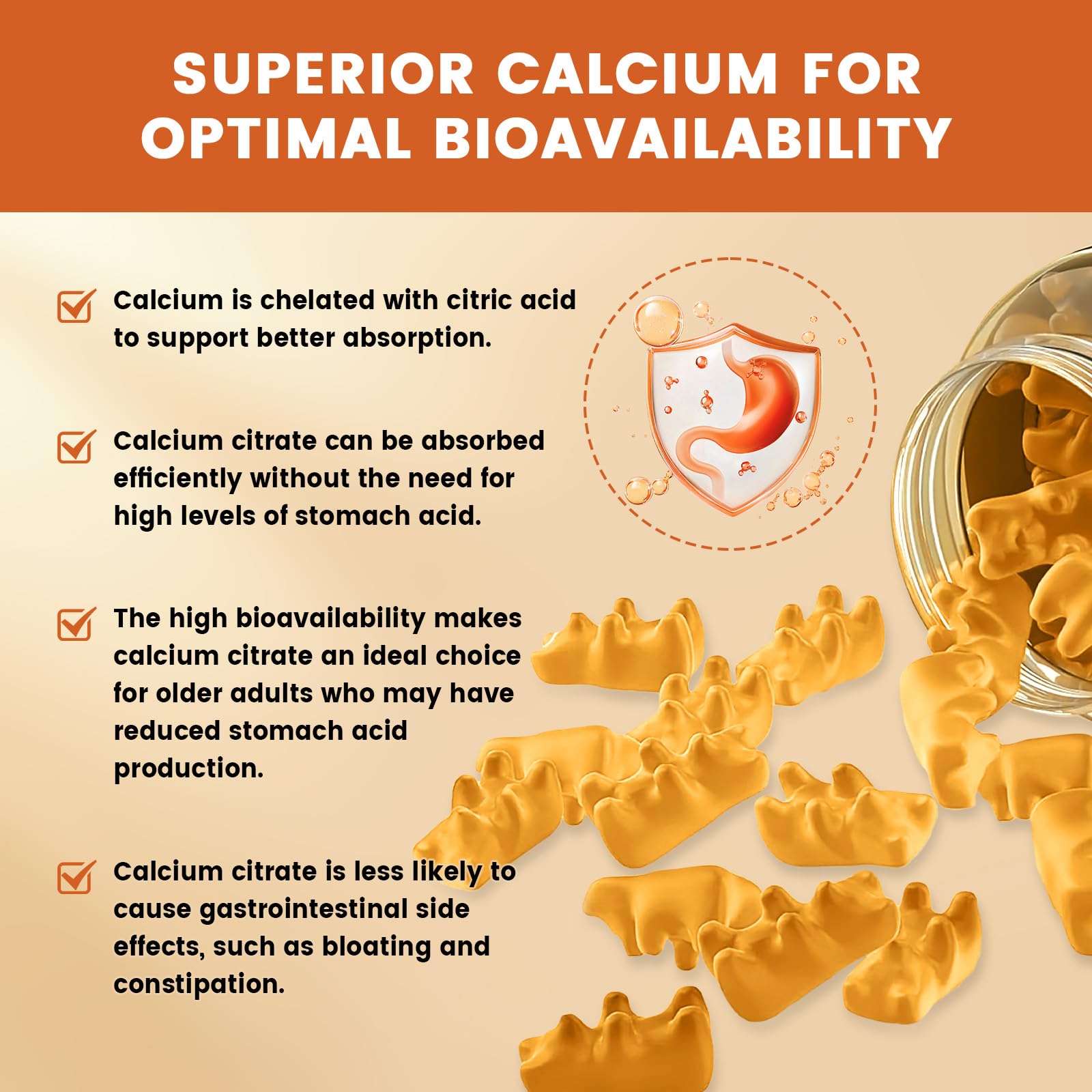 GONGOTA Calcium Citrate Gummies – Utilisation quotidienne facile dans un repas