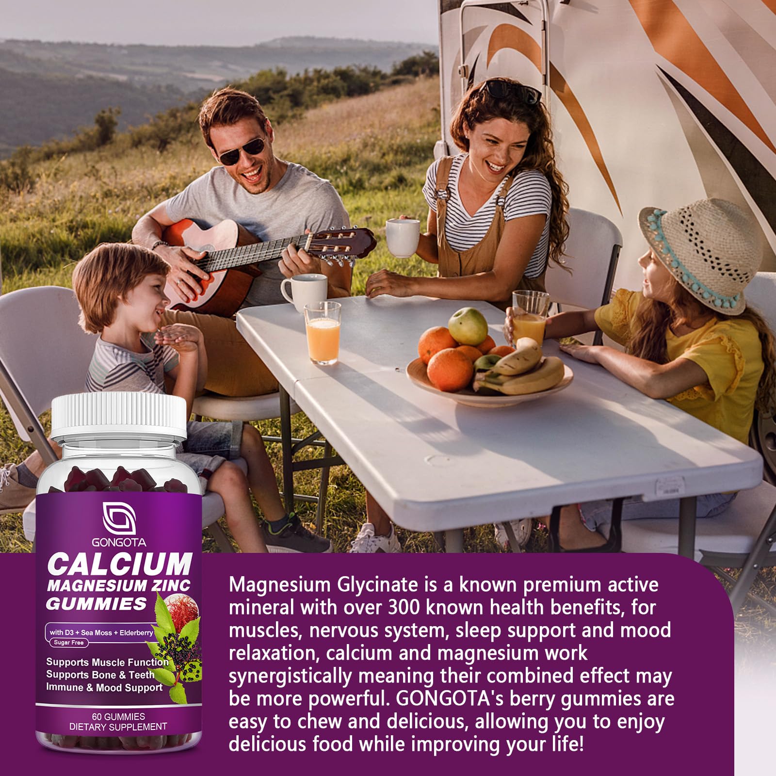 GONGOTA complexe 8-en-1 avec algues marines et sureau pour le soutien nutritionnel.
