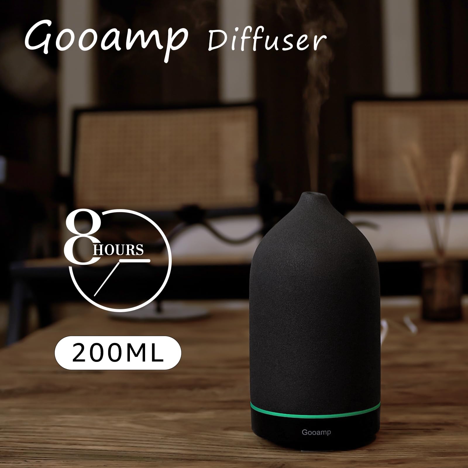 Diffuseur Gooamp sur le bureau, atmosphère calme et concentrée