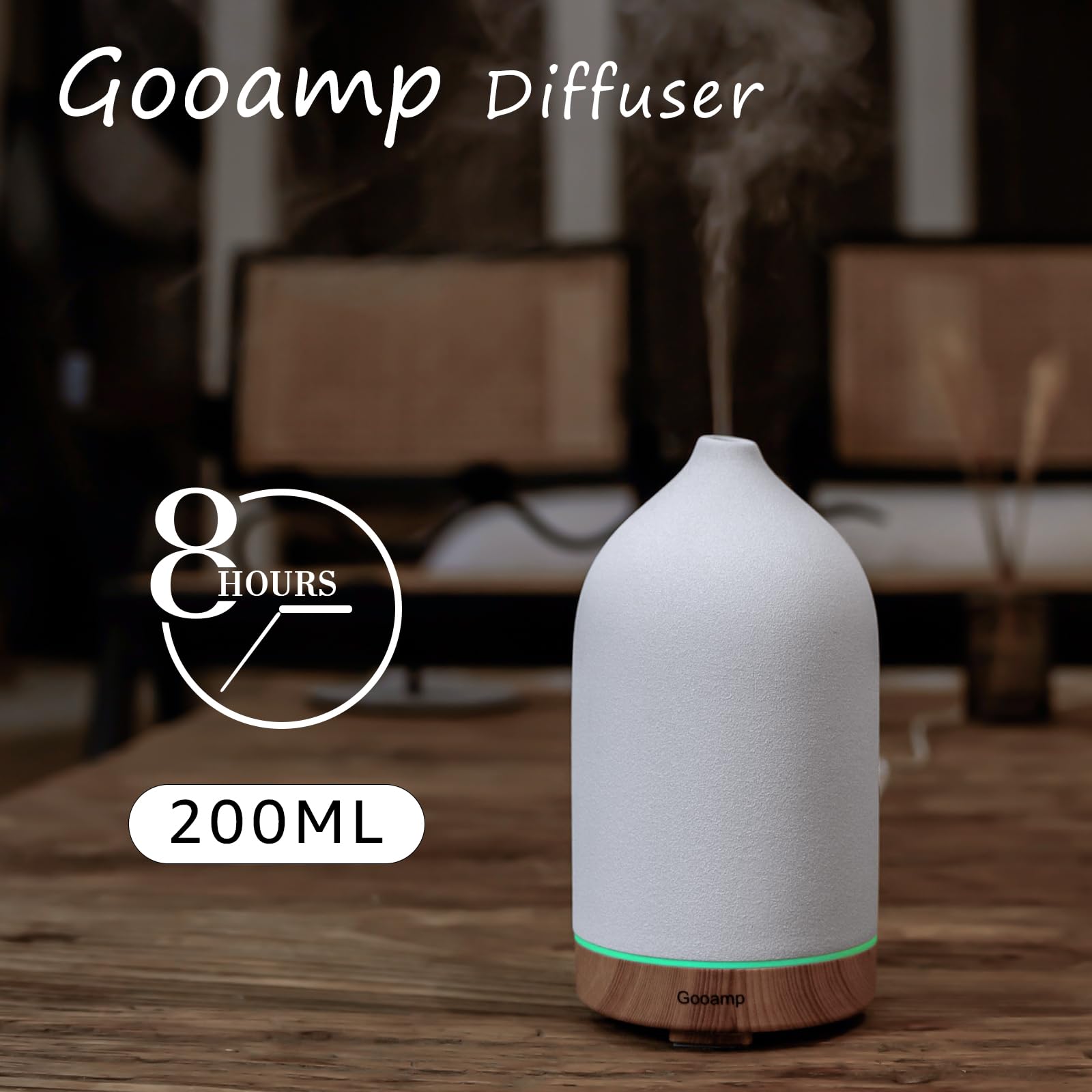 Gooamp diffuseur céramique 200ml silencieux pour nuits paisibles