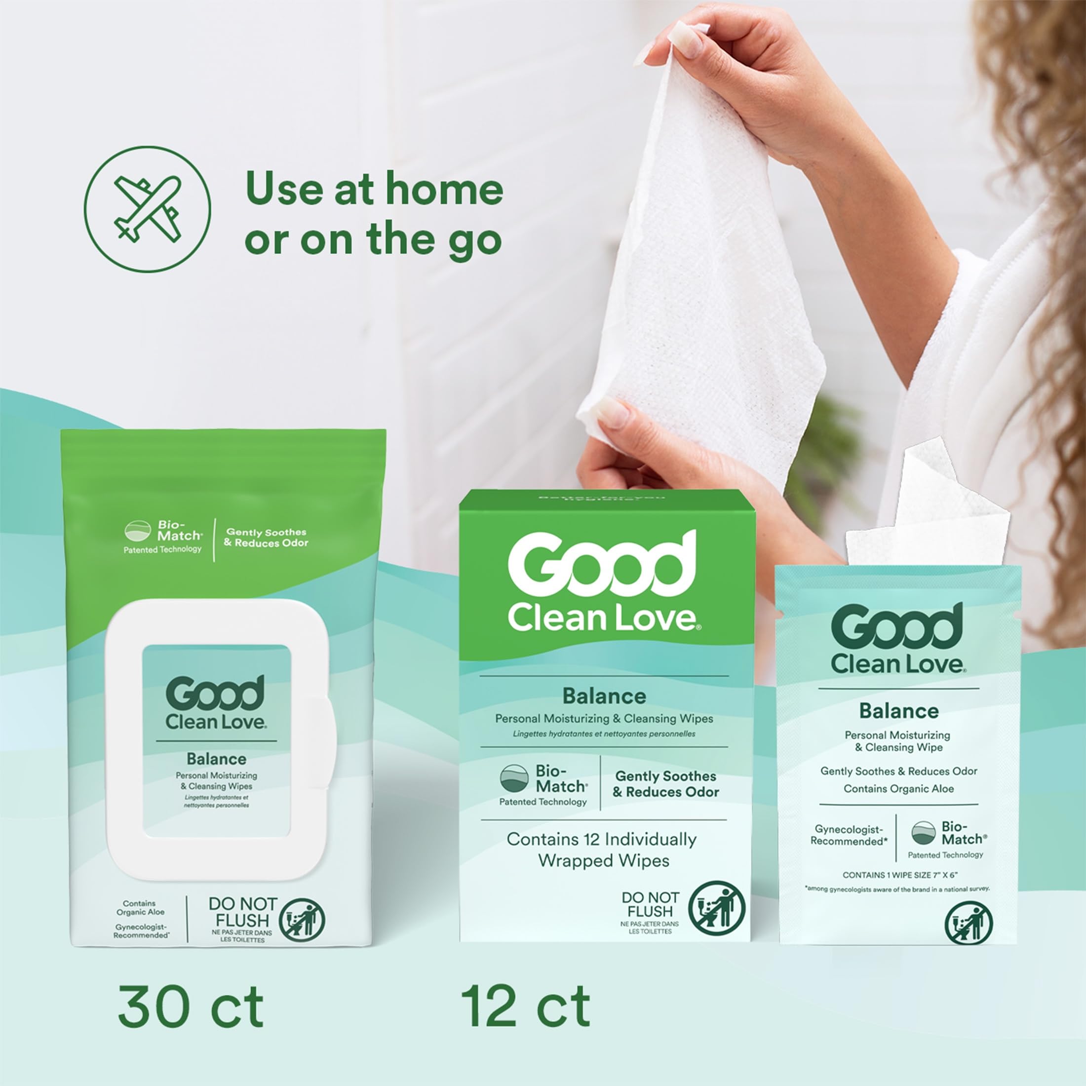 Good Clean Love Balance lingettes pour usage en déplacement, pratique et discrète.