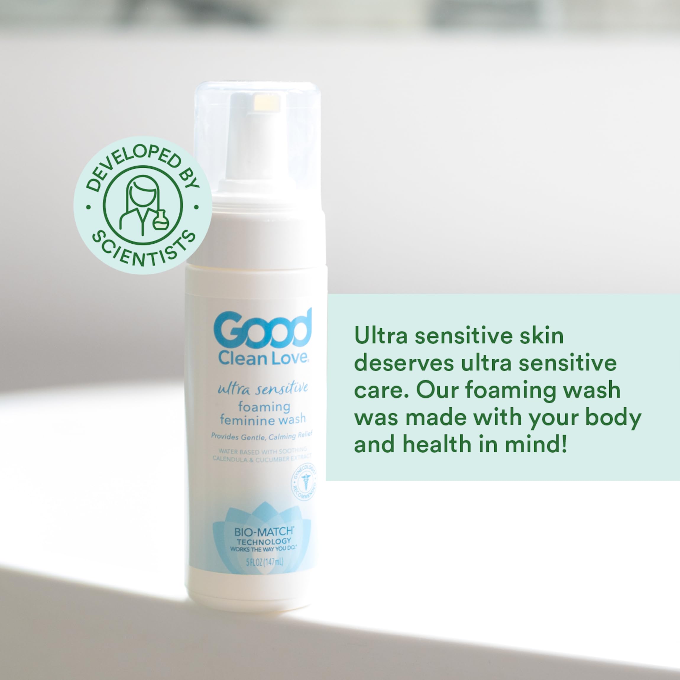 Good Clean Love Ultra Sensitive Wash — emballage pratique au format 5 oz.