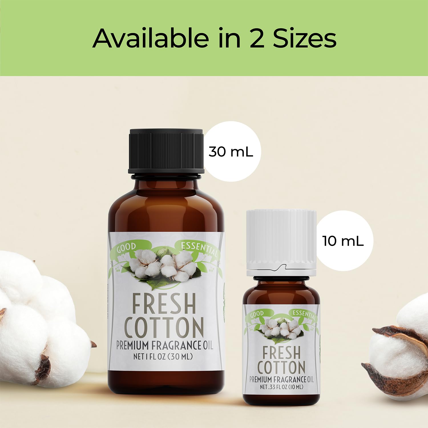 Emballe UV et pipette sur la bouteille Good Essential Fresh Cotton.